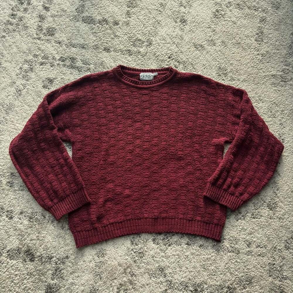 Vintage TLC by Lambert Chunky Textured Knit Sweater Burgundy Large